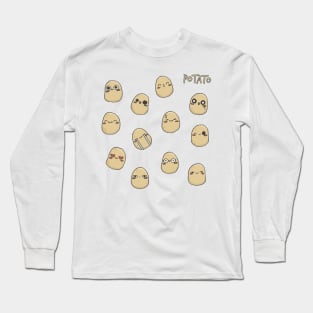 Cute Potato Sticker Pack - Large Long Sleeve T-Shirt